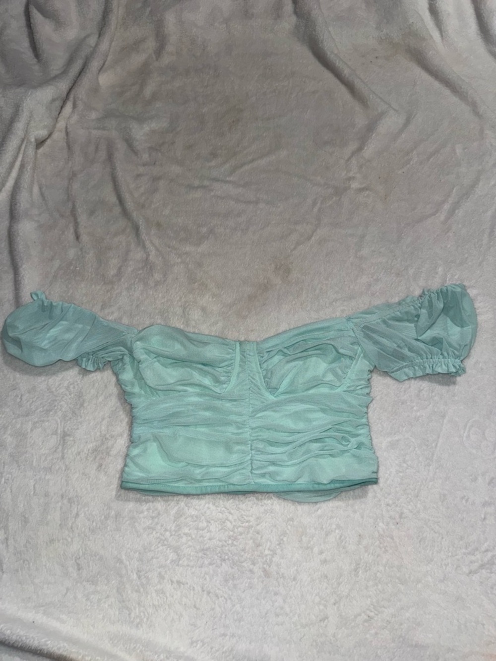 blue sweetheart neck puff sleeve crop top by Fashion Nova 💫